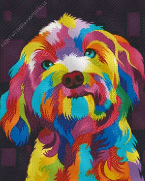 Illustration Colorful Dog Diamond Painting