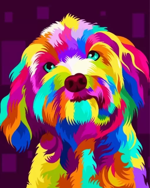 Illustration Colorful Dog Diamond Painting