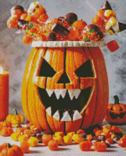 Jack O Lantern Filled With Candy Diamond Painting