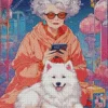 Lady And Samoyed Dog Diamond Painting