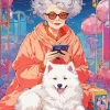 Lady And Samoyed Dog Diamond Painting