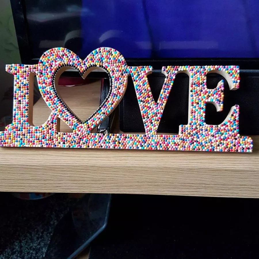 Decorative "LOVE" Sign leftover diamond beads