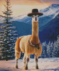 Llama In Snow Diamond Painting