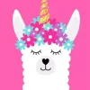 Llama Unicorn With Flowers Diamond Painting