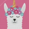 Llama Unicorn With Flowers Diamond Painting