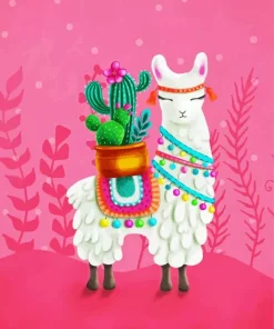 Llama With Cactus Diamond Painting