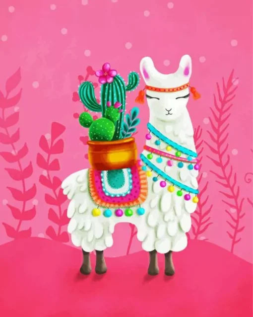 Llama With Cactus Diamond Painting