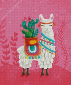 Llama With Cactus Diamond Painting