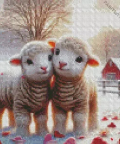 Lovable Lambs Couple Diamond Painting