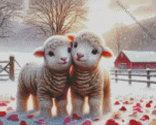 Lovable Lambs Couple Diamond Painting