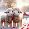 Lovable Lambs Couple Diamond Painting