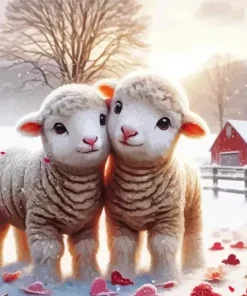 Lovable Lambs Couple Diamond Painting