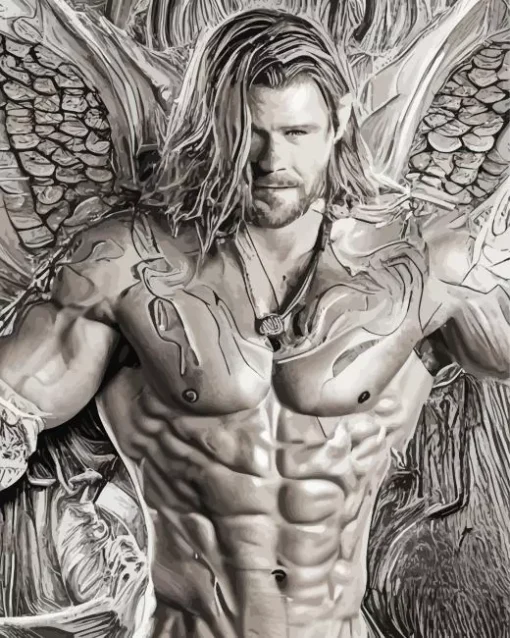 Monochrome Chris Hemsworth Diamond Painting