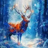 Mystical Elk In Snow Diamond Painting