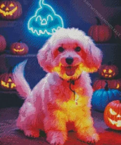 Neon Bichon Frise Diamond Painting