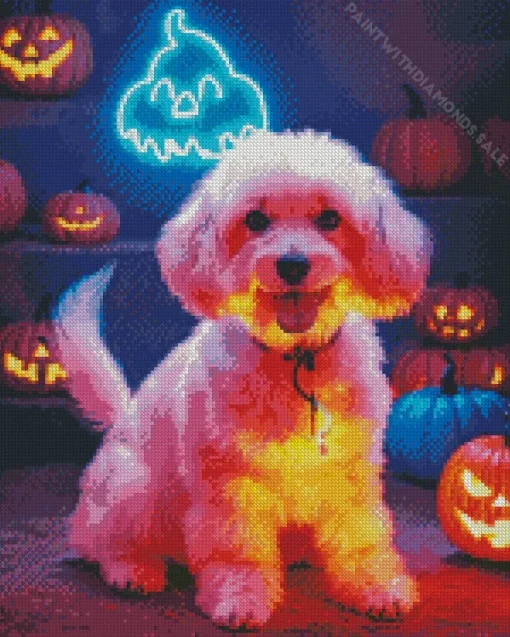 Neon Bichon Frise Diamond Painting