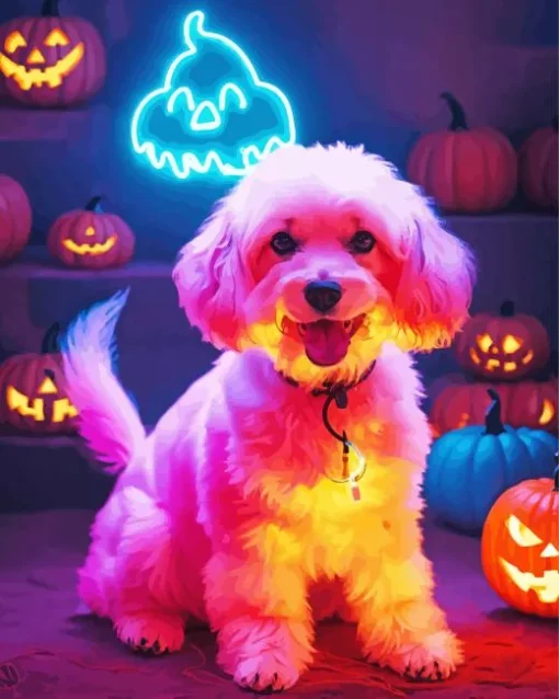 Neon Bichon Frise Diamond Painting