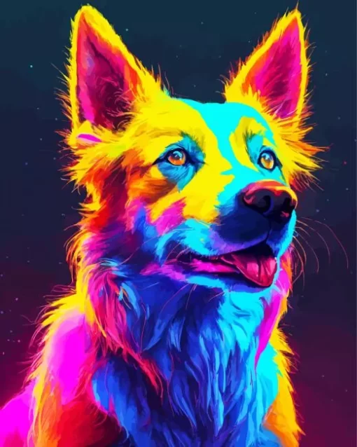 Neon Colorful Dog Diamond Painting