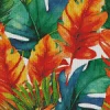 Orange And Green Monstera Diamond Painting