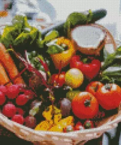 Organic Vegetables In Basket Diamond Painting