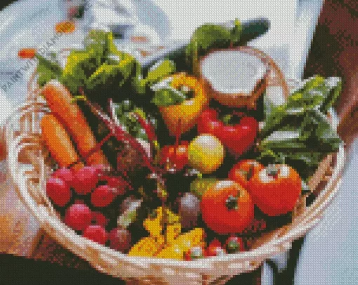 Organic Vegetables In Basket Diamond Painting