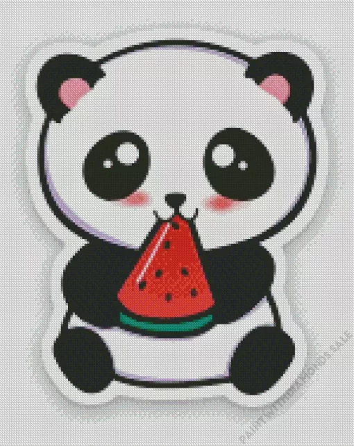 Panda Eating Watermelon Diamond Painting