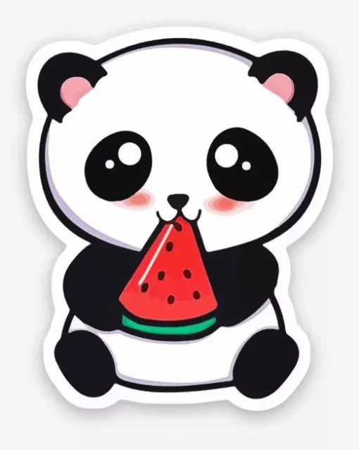 Panda Eating Watermelon Diamond Painting