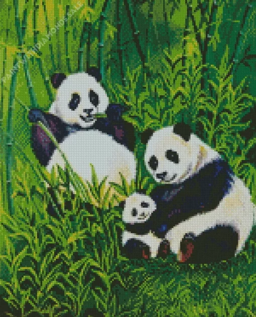 Panda Family Diamond Painting