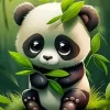 Panda With Green Leaves Diamond Painting