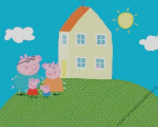 Peppa Pig House With Family Diamond Painting