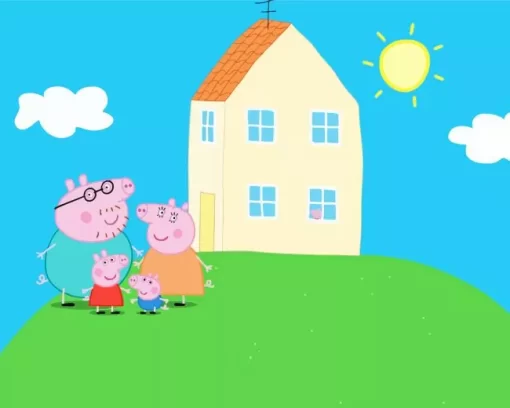 Peppa Pig House With Family Diamond Painting