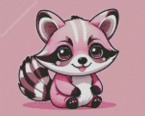 Pink Raccoon Diamond Painting