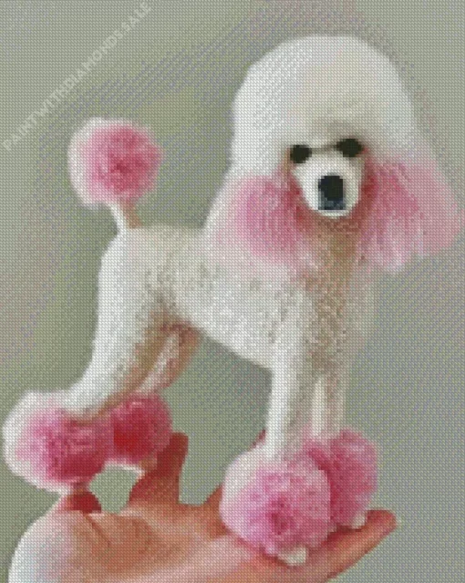 Pink And White Poodle Diamond Painting