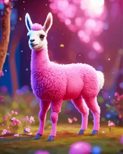 Pink Llama Diamond Painting