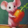 Pink Mouse With Carrot Diamond Painting