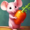 Pink Mouse With Carrot Diamond Painting