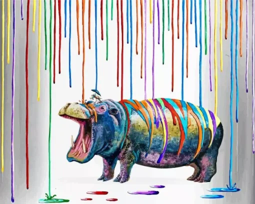 Pop Art Hippo Diamond Painting