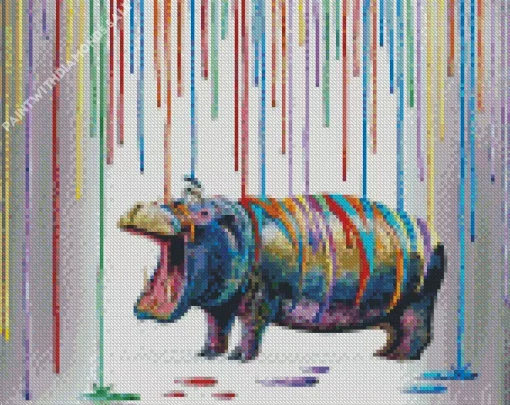 Pop Art Hippo Diamond Painting