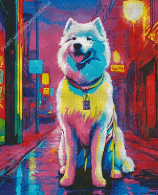 Pop Art Samoyed Dog Diamond Painting