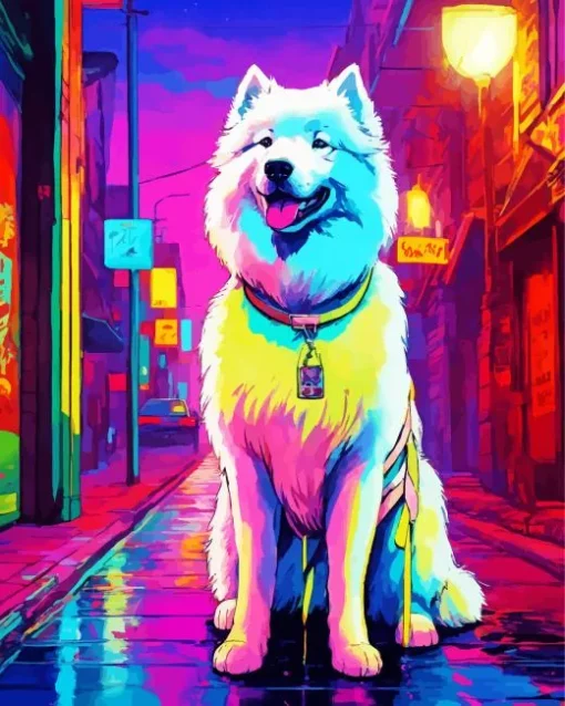 Pop Art Samoyed Dog Diamond Painting