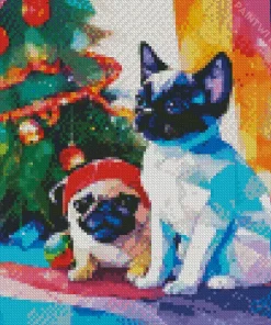 Pug And Cat Diamond Painting