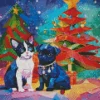 Pug Celebrating Christmas With at Diamond Painting