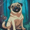 Pug In Forest Diamond Painting