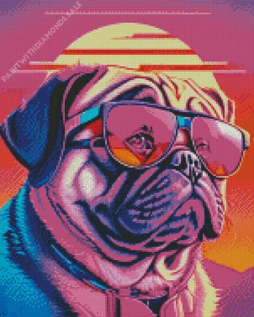 Pug Wearing Sunglasses Diamond Painting