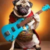 Pug With Guitar Diamond Painting