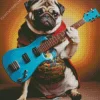 Pug With Guitar Diamond Painting