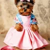 Puppy Yorkie In A Pink Dress Diamond Painting