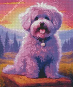 Purple Bichon Frise Diamond Painting