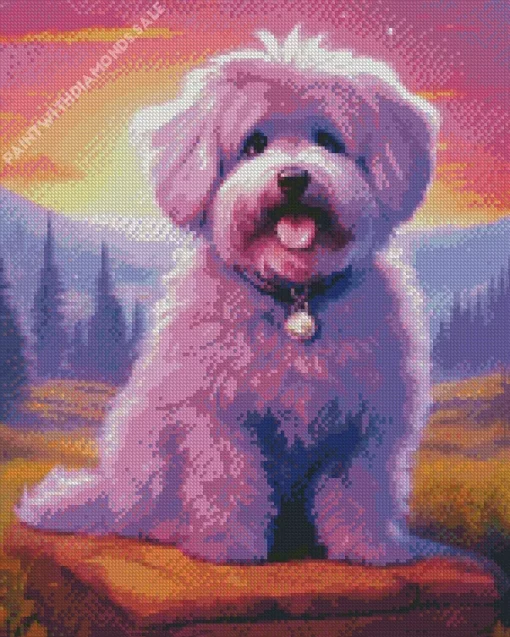 Purple Bichon Frise Diamond Painting