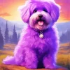 Purple Bichon Frise Diamond Painting